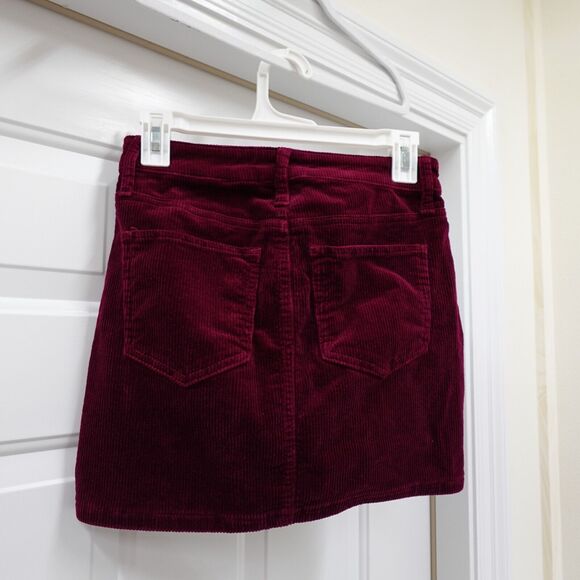 So Corduroy Skirt Juniors Size 1/25W Burgundy Fall Winter Preppy Mini Skirt Y2K - Picture 8 of 12